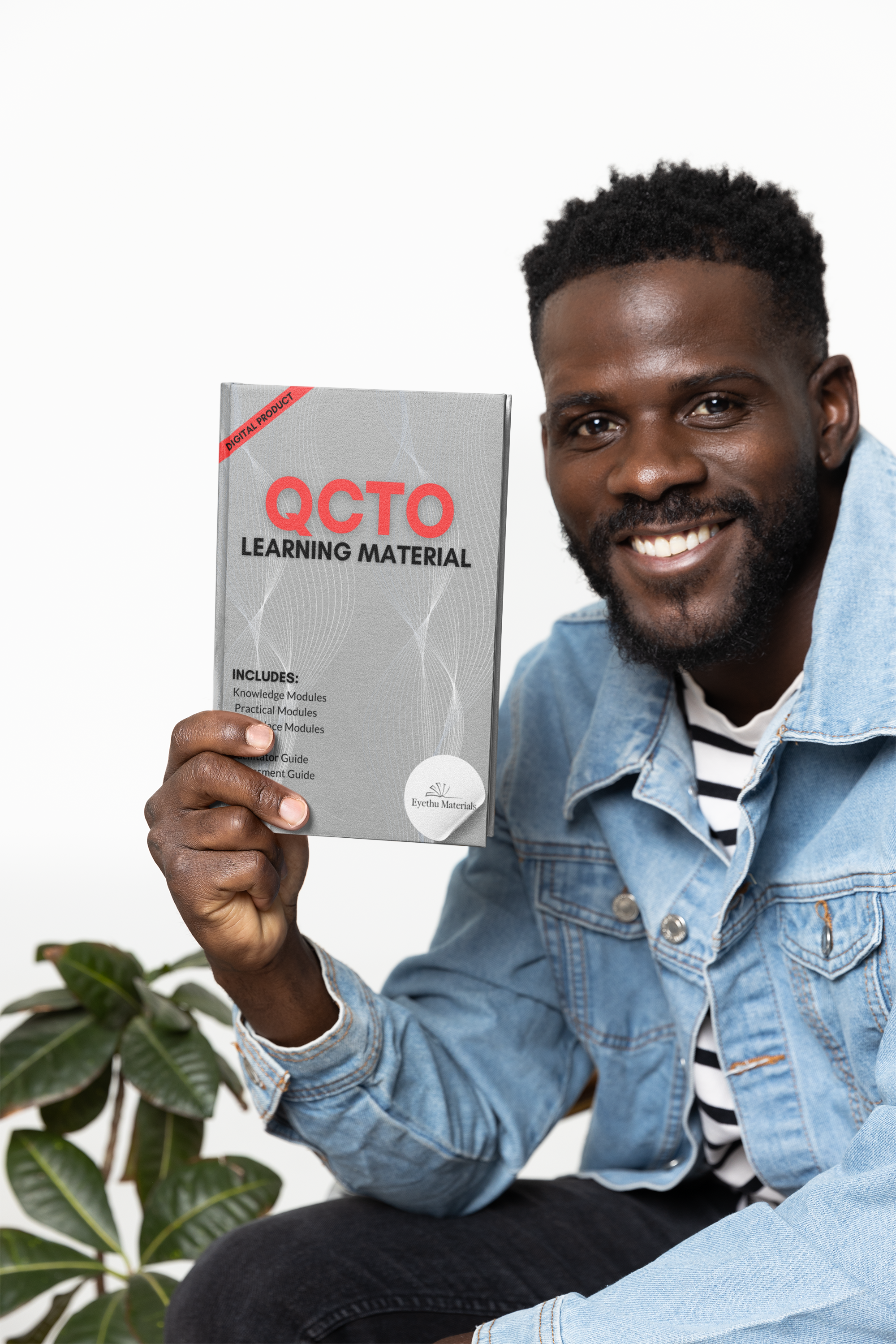 Hardcover Book Mockup Featuring A Smiling Bearded Man With A Denim Jacket M40285